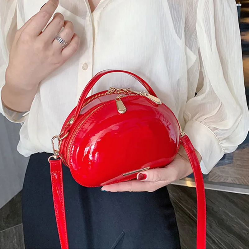 디자이너 - 여성을위한 패션 특허 가죽 작은 크로스 바디 가방 야생 여성 솔리드 컬러 어깨 핸드백
