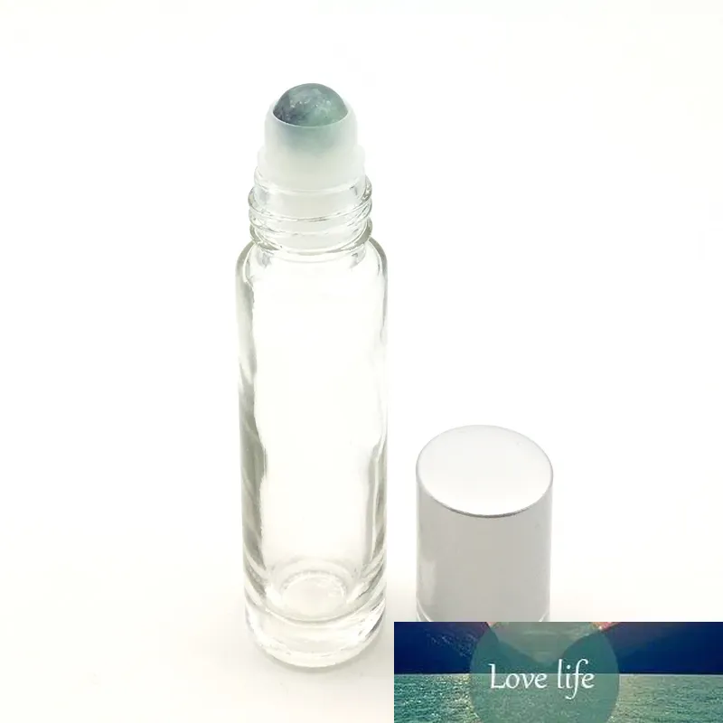 1pcs 10ml Natural Gemstone Roller Ball Bottle Filling Essential Oil Roll On Thick Glass Bottles With Crystal Chips