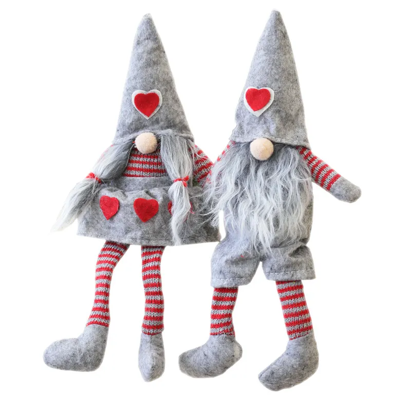 Valentijnsdag Gift Mrs Handgemaakte Lange been Zweedse Santa Gnome Pluche Doll Figurines Xmas Tafel Ornament JK2101XB