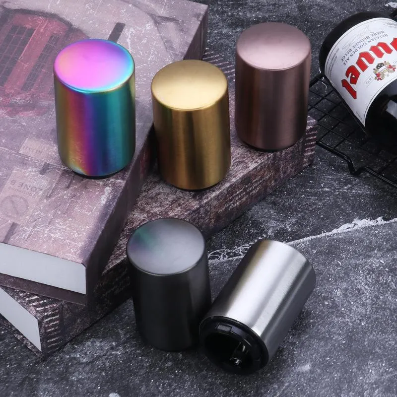 Colorful Pocket Magnetic Stainless Steel Bottle Opener Automatic Push Down Soda Beer Cap Openers DH8754