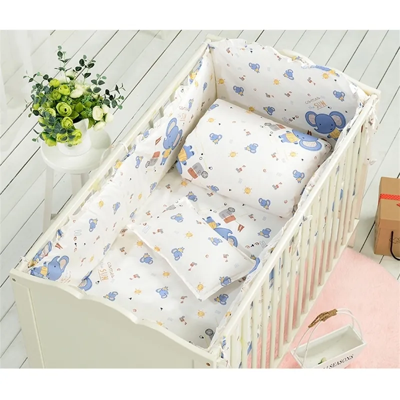 Baby crib bedding set cotton newborn baby girl bumper kit bero cot nursery bedding quilt,(+sheet+pillow+duvet) LJ201105