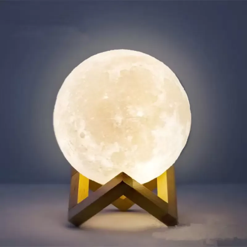 Luz de cielo estrellado de luna 3D con soporte Luz de noche romántica Lámpara de noche pintada de 3.15 pulgadas Amante Regalo de cumpleaños de Acción de Gracias