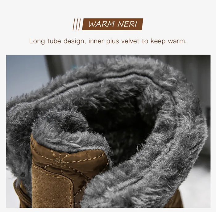 Men's Fur Lined Winter Snow Boots Outdoor Sports Shoes Warm High Top Sneakers