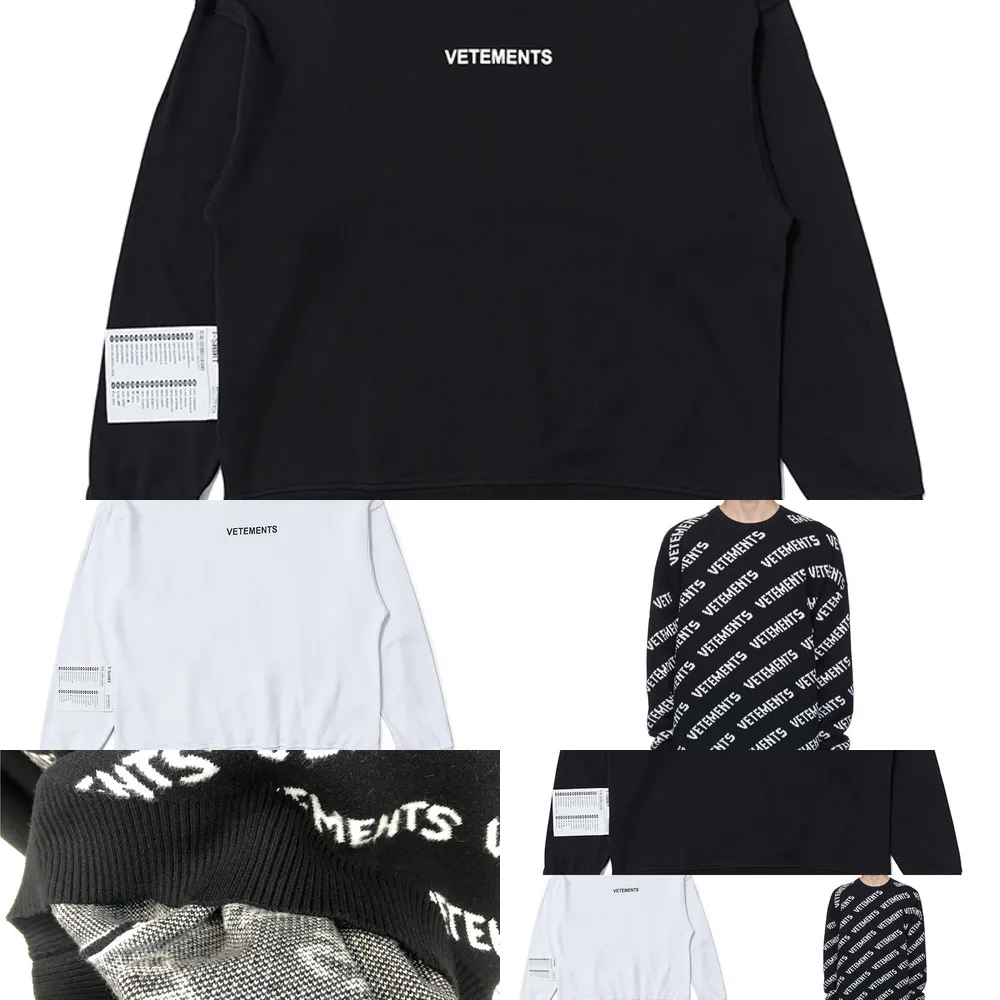 Vetements Black Allover Sweatshirts 2020 Herr Dam Vetements Crewneck Hoodie Us Storlek Tjockt Material Vtm Hoodies Inside Tag Q1222