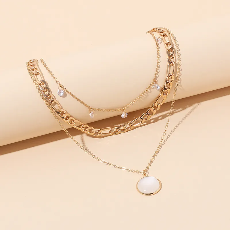 멀티 레이어 Moonstone Chokers 목걸이 힙합 펜던트 크리스탈 골드 체인 목걸이 칼라 여성 패션 쥬얼리 윌과 모래 선물