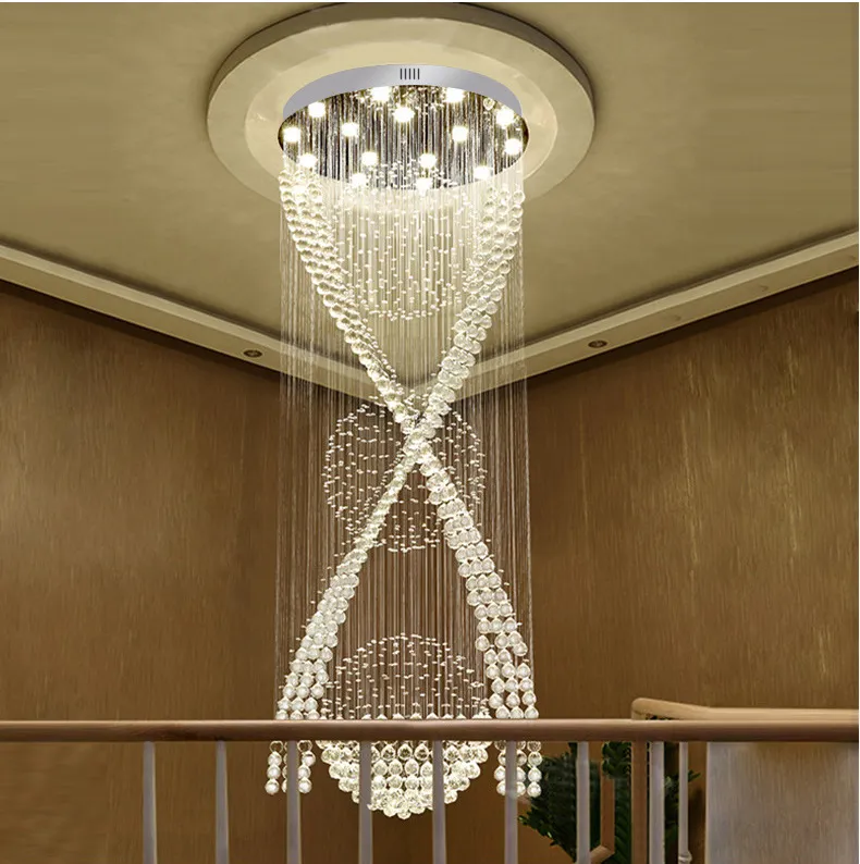 4連 スパイラルクリスタルシャンデリア 吹き抜け 照明 吹き抜け