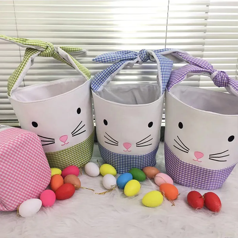 Festives Cute 4 Styles Easter Bunny Tote Bag Rabbit Basket Creative Home Colorful Egg Bucket For Kids Festival Party Gift