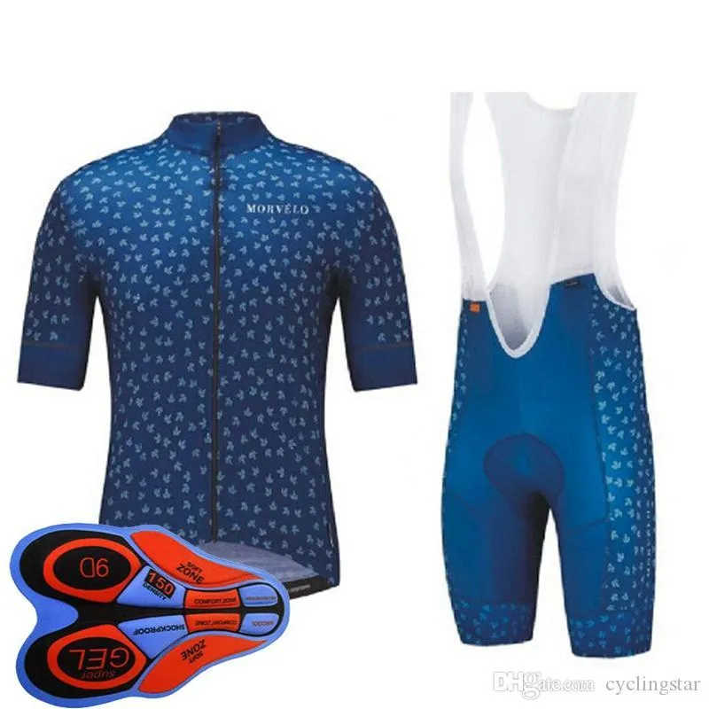 Men cycling Jersey 2019 MORVELO Team short sleeve Bicycle Tops Bib Shorts Set Summer quick dry Bike Uniform Outdoor Sportswear Y090302