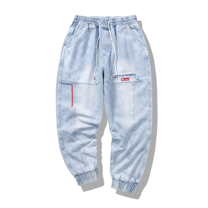 Streetwear Hip Hop Cargo Pants Mens Jeans Elastic Harun Joggers på hösten och vintern x7DQ