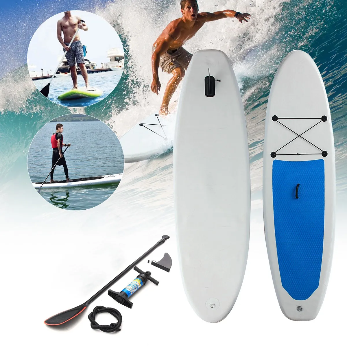 305x76x15cm Surfbräda Uppblåsbara Super Stand-up Paddle Board surfbräda, justerbara fenor för strandspel paddla wakeboard surfing