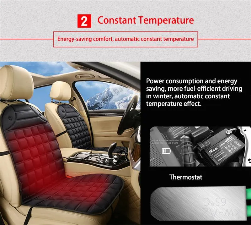 Capas de assento de carro 12V Capa de almofada aquecida Cadeira de massagem elétrica Acessórios de inverno quente Aquecimento rápido Car-styling1266j