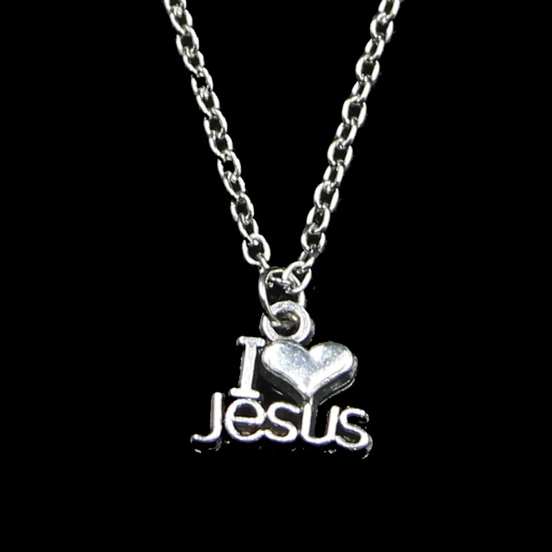 Mode 15 * 13mm Jag älskar Jesus Pendant Halsband Länkkedja för Kvinnligt Halsband Kreativ smycken Party Gift