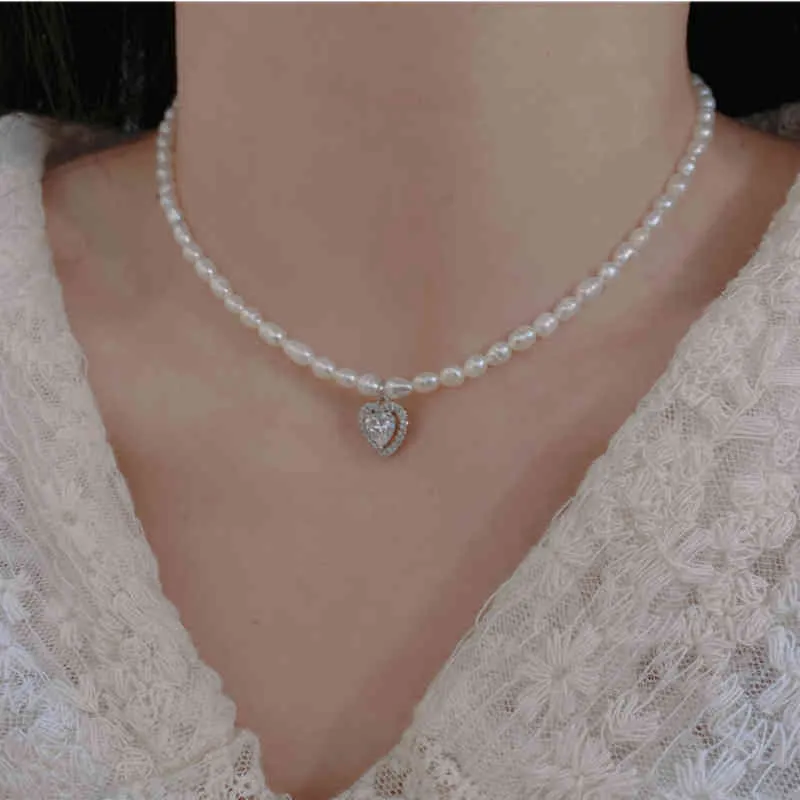 Naturlig sötvattenspärla Choker Halsband Fold Koppar Hängsmycke Halsband för Kvinnor Bröllopsfest födelsedagspresent