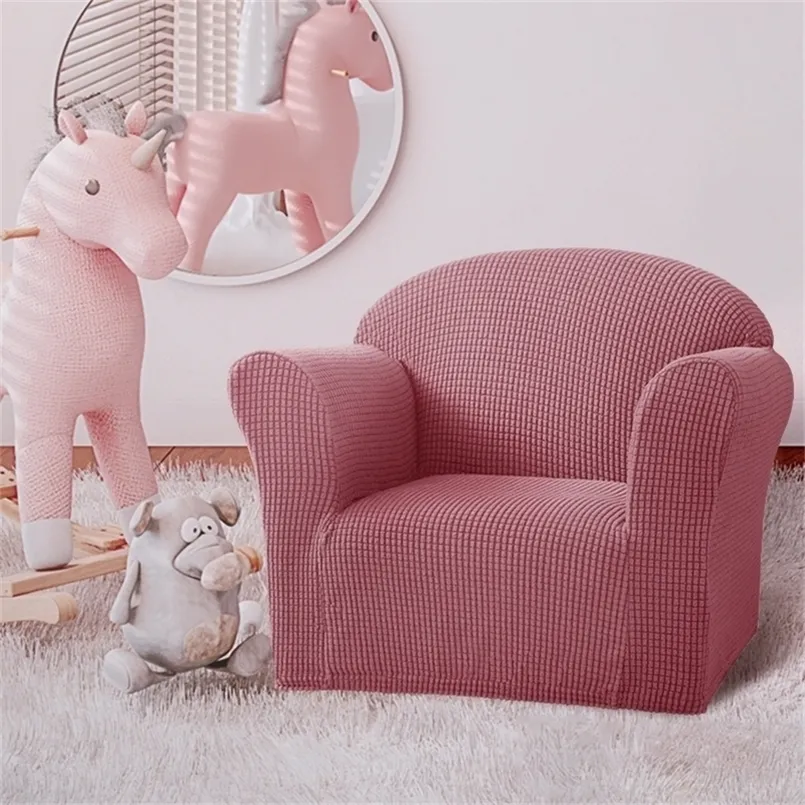 Mini Size Sofa Cover 1 Seat Soft Armchair Couch Solid Color Elastic Stretch Settee Slipcover for Children Chair 220302