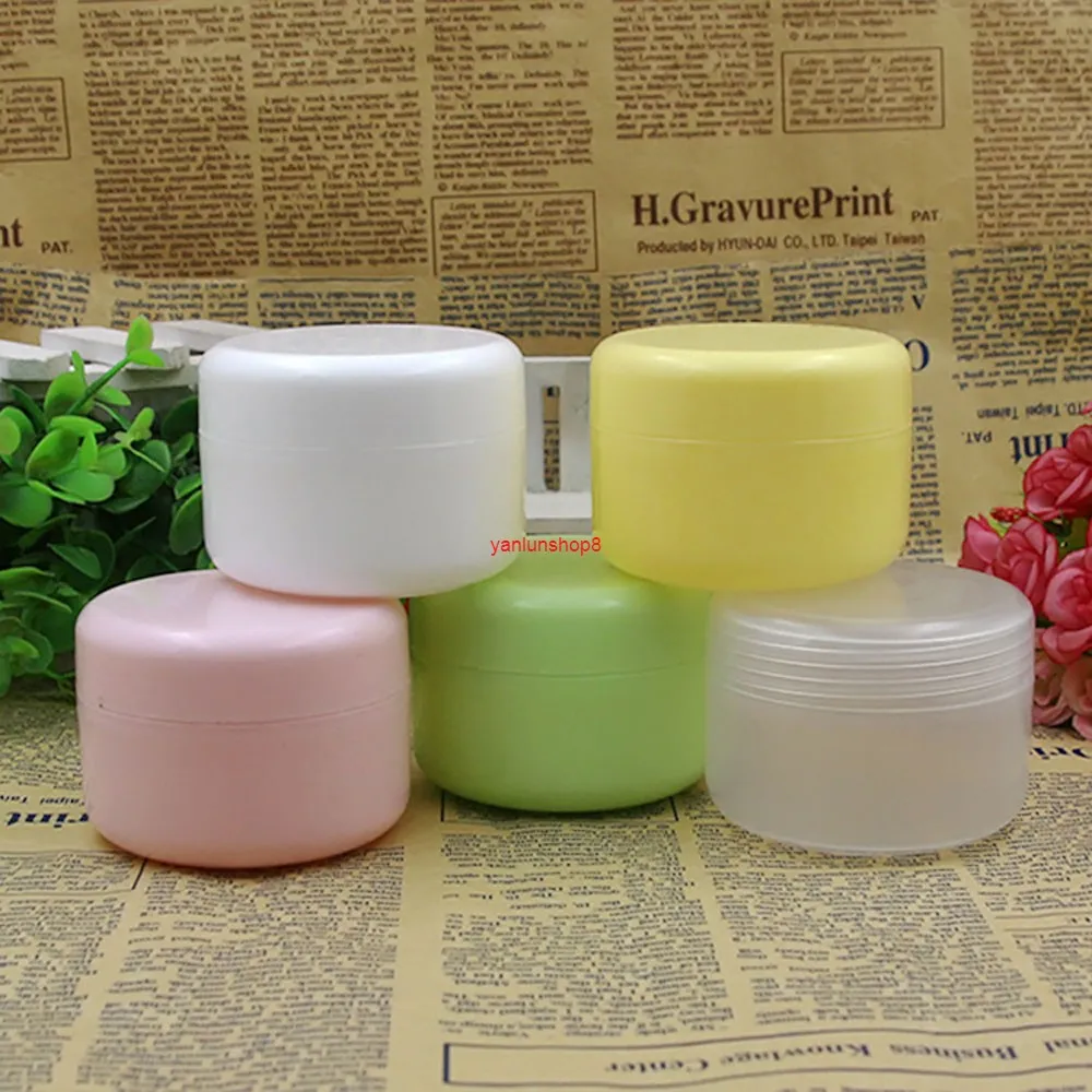 40pcs / parti 100g 150g Refillerbara flaskor Travel Face Cream Lotion Kosmetisk behållare Plast Tom Makeup Jar Pot 5 ColorGood Package