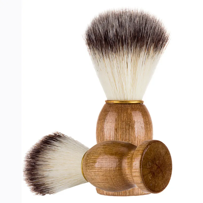 Manche en bois naturel brosse à barbe hommes blaireau barbe nettoyage soins du visage soins beauté outils