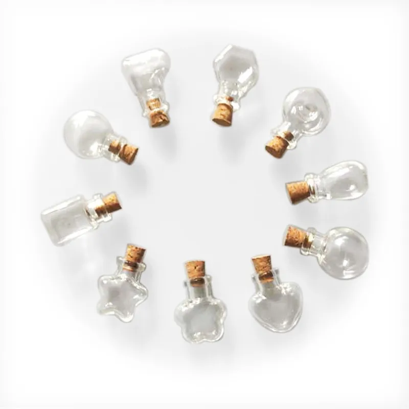 Mini süße Glasflaschen Halskette Anhänger kleine DIY mit Kork Hochzeitsgeschenk leere Gläser Fläschchen 10 Form kleine Flasche