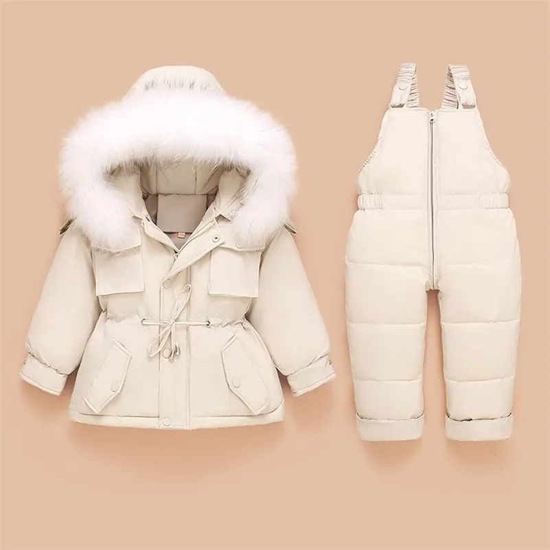 Piumino Giacca Bambini Bambino Tuta Neonata Ragazzo Vestiti Abbigliamento invernale Tuta da neve 2 pezzi Set di abbigliamento LJ201221