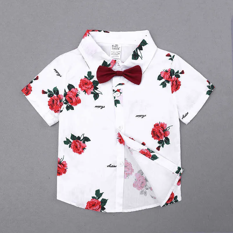 Boy Baby Toddler Gentleman Kid Clothes 2PCS Sets Short Sleeve Single Breasted Bow Shirts+Sash Shorts Bottoms 1-7Y