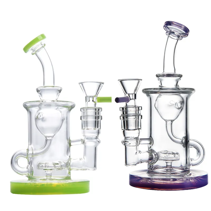 Newest 6 Inches Glass Bongs Klein Torus Oil Dab Rig Smoke Hookahs Water Pipes Heady Showerhead Perc Recycler Bong With Bowl