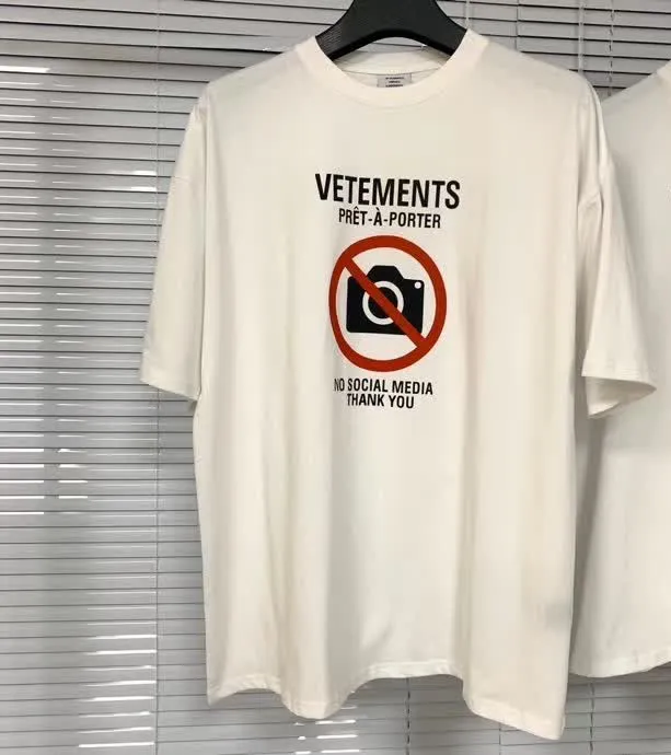 VETEMENTS NO SOCIAL MEDIA T-shirt Men Women Antisocial VETEMENTS T-shirts 1:1 Tag VTM Tops High Quality Cotton Tee VTM 373