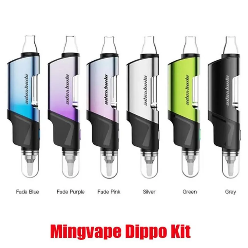 Originale MINGVAPE DIPPO DAB RIG Full Kit 650mAh batteria portatile portatile vaporizzatore di cera vaporizzatore di vetro tubo vape stick dispositivo penna per erba secca 6 colori320 A43