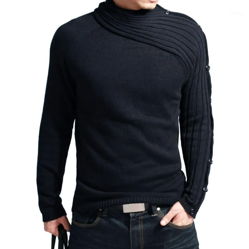 Vente en gros - 2016 nouvelle marque vente chaude pull homme bonne qualité pull tricoté livraison gratuite hommes tricots col roulé noir lxy3331