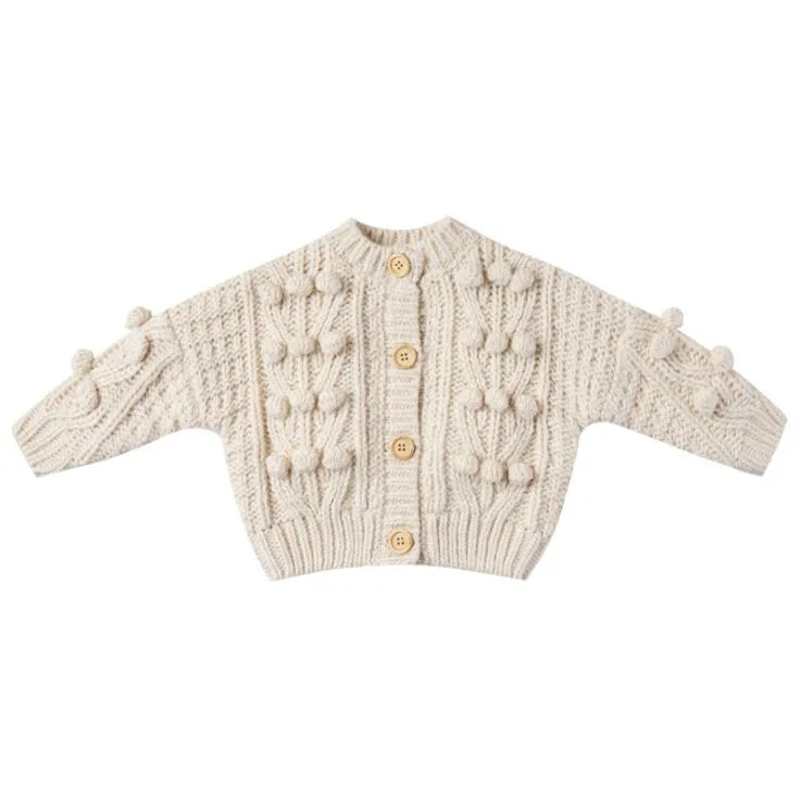 Meisje Kinderkleding Cardigan Trui Ronde Kraag met Gebreide Bal Design Lange Mouwen Gebreide Sweater Jongen Meisje Kleding Sweater