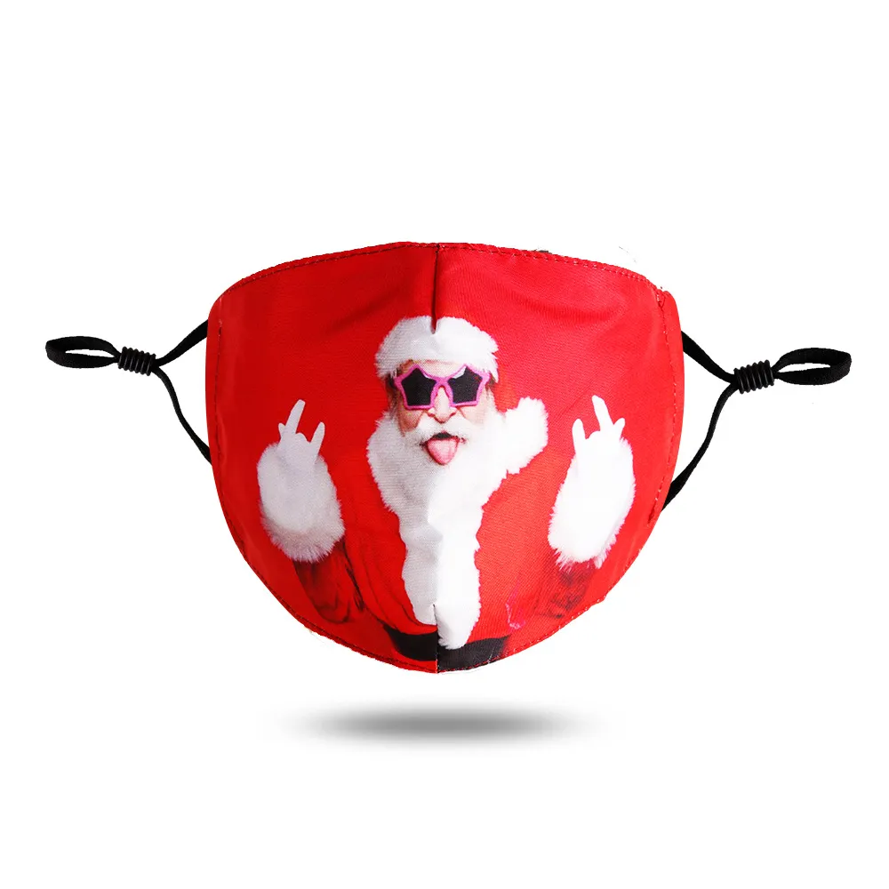 Merry Christmas Santa Funny Party Masks Adjustable Washable Digital Printed Fashion Face Masks Dust Fog Cotton PM 2.5 Facemask Mouth Covers