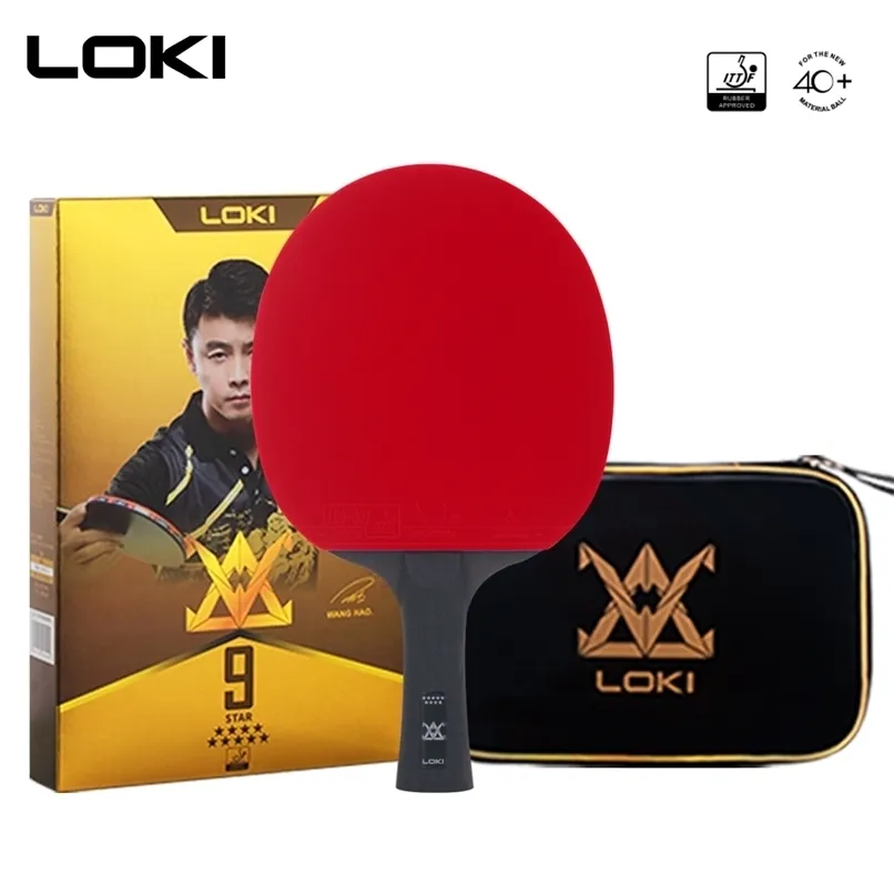 Loki 9 نجمة عالية لزجة تنس الطاولة مضرب الكربون بليد pingpong الخفافيش المنافسة بينغ بونغ مجداف للهجوم السريع والقوس 220105