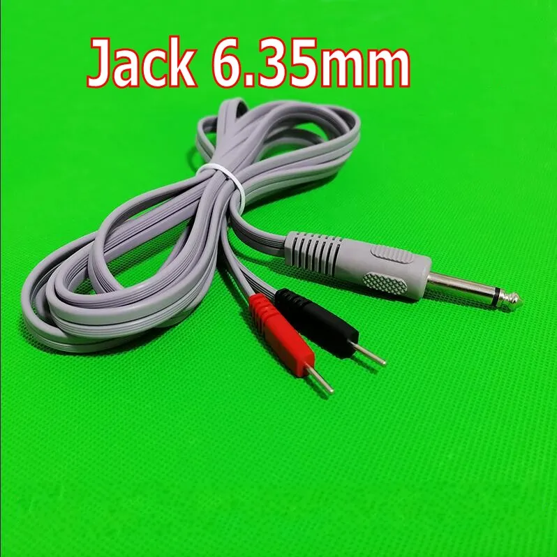 100 pièces gris plus épais 6.35mm Jack câble électrodes fil conducteur pour LKD dizaines unité/EMS électrothérapie masseur avec 2.0mm
