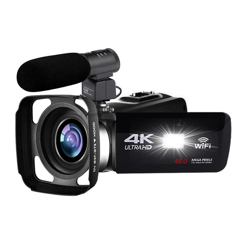 Capture Stunning 4K Videos with the RISE-4K Camcorder: 48MP Night Vision, WiFi Control, 3.0 Inch Touch Screen, Video Camcorder with Microphone Included