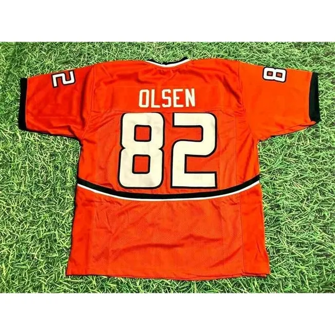 Mitch Custom Football Jersey Heren Jeugd Dames Vintage 82 GREG OLSEN CUSTOM UNIVERSITY OF Rare High School Size S-6XL of een willekeurige naam en nummer truien