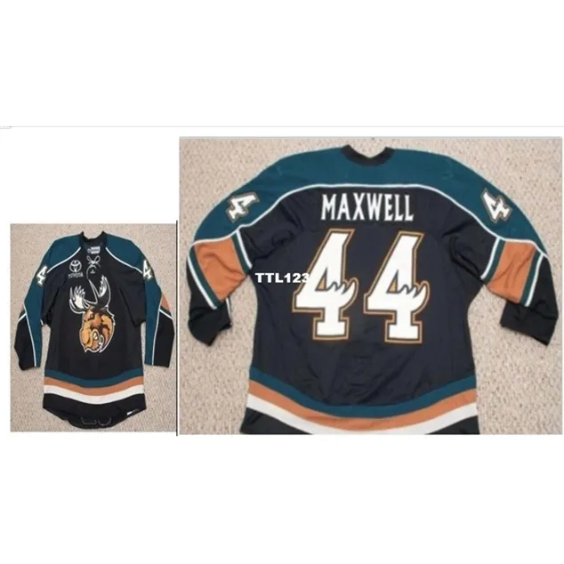 Full embroidery #44 Custom ECHL Elmira Jackals Tyler Maxwell Hockey Jersey Stitch any name number
