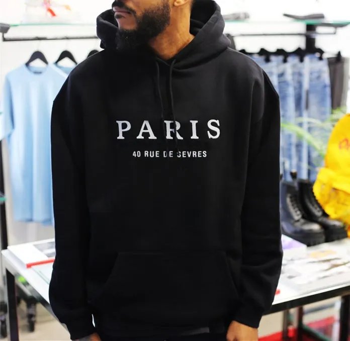 Populära Paris Style Streetwears Black Mens Hoodie Surfêtements de Marque Pour Hommes Designer Kvinnor Sweatshirts Ladies Hoodies Man Kläder