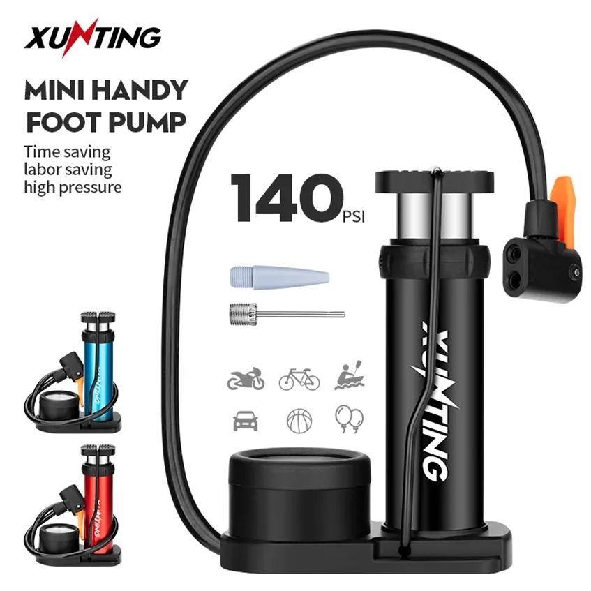 Xunting Bike Mini Foot Floor Pump Portable Bicycle Tire Hand MTB with Pressure Presta Schrader Bomba 220225