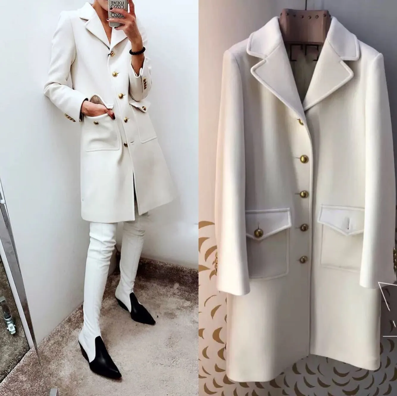 Nouveau manteau de pardessus pour femme en laine blanche à simple boutonnage de grande taille LJ201106