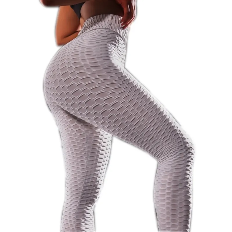 Cintura alta feminina Push Up Leggings Celulite escondendo Flex Leggings Textura de Fitness Legging High Cintura Leggings Yoga Calças 201014