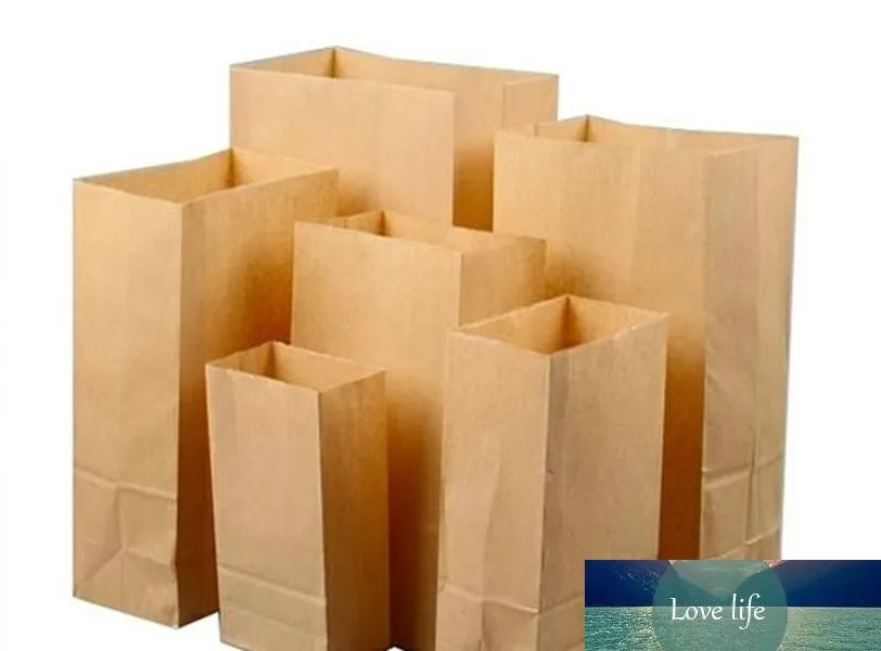 100st Kraft Paper Bags Brown Paper Food Present Bags Sandwich Bread Fruits Cookie Baking Candy Handmited Soap Packing Ta ut väskor