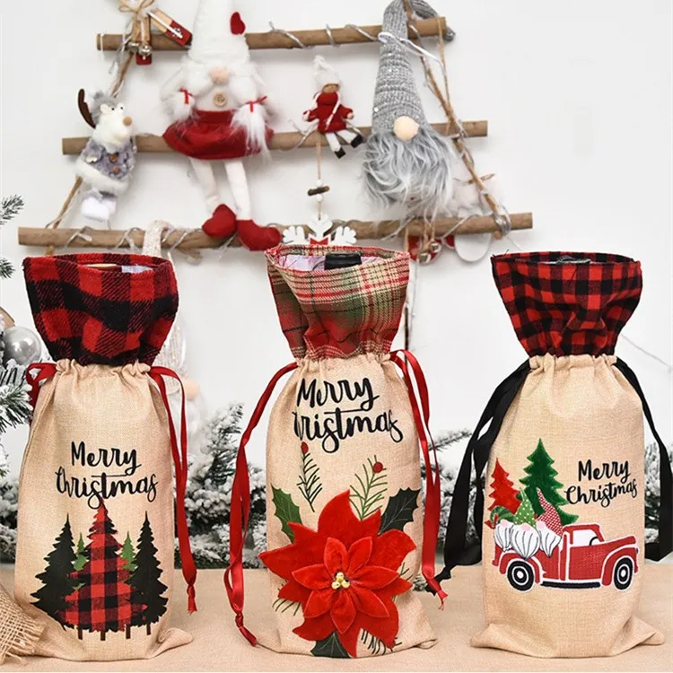 Couverture de bouteille de vin de Noël créatif Père Noël décoration de la maison bouteille de vin ensemble vacances atmosphère familiale décoration fournituresT2I51669