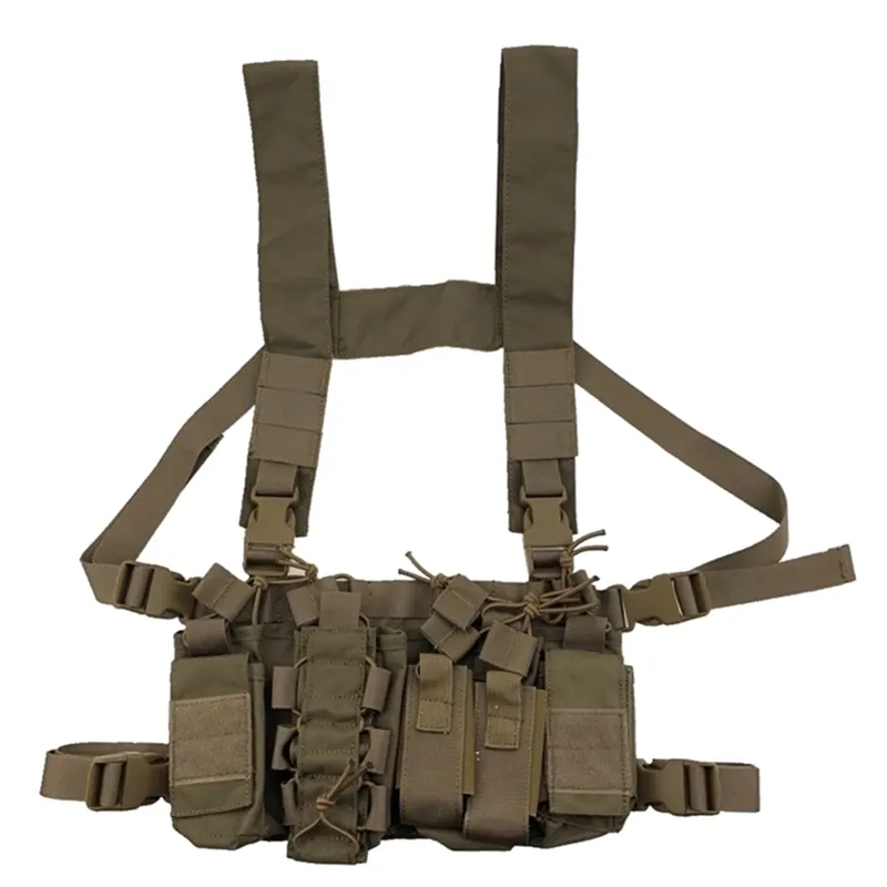 Equipamento de peito de munição tático multicam colete removível para airsoft paintball de caça com bolsa de revista AK 47/74 201214