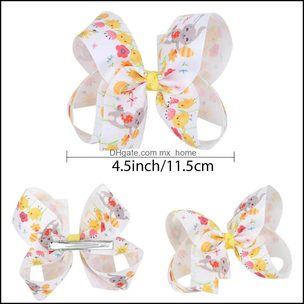 Hair Accessories Baby Girls Bow Easter egg Rabbit print Hairpin Headwear fashion Kids hairbow Boutique children Barrettes 3 colors