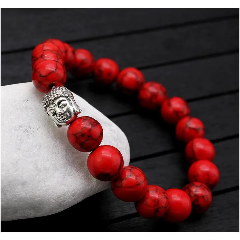 fashion 10mm tiger eye beads buddha men bracelets prayer chakra healing meditation turquoise natuarl stone yoga women jewelry