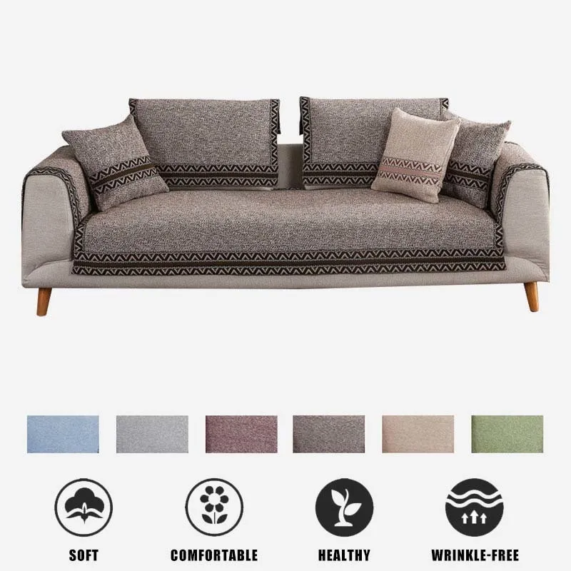 Eenvoudige katoenen linnen weven sofa cover anti-vuile bank slipcovers woonkamer sectionele koffer voor sofa 1pc home sofa decor mat 201119