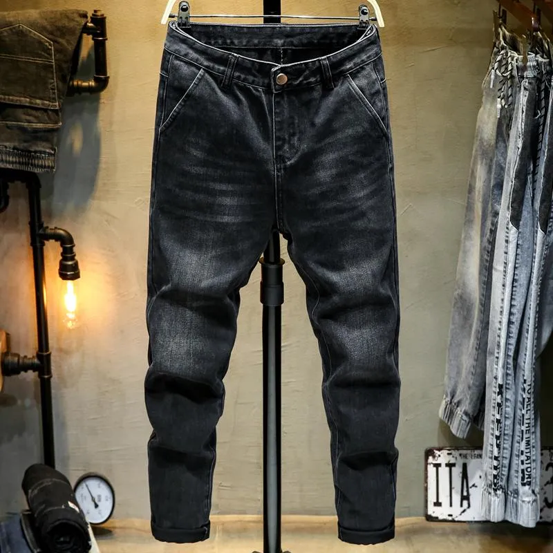 Heren Jeans Zwarte Elasticiteit Harembroek Ontspannen Taps toelopende Jeans Homme Losse Joggers Baggy Herenbroek Casual Broek Plus Size 42286f