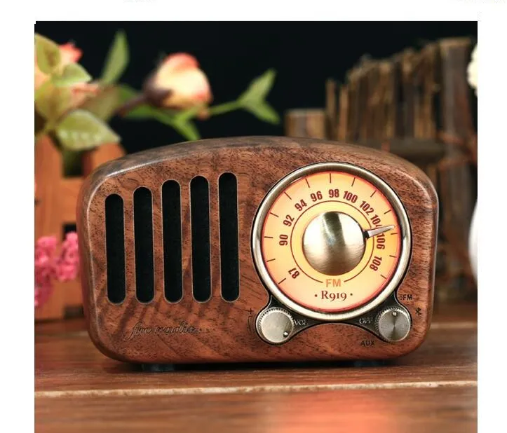 2020 Multimedia Altoparlante vivavoce Bluetooth in legno per microfono iBox D90 con radio FM Sveglia TF / USB Lettore MP3 retro Scatola di legno di bambù