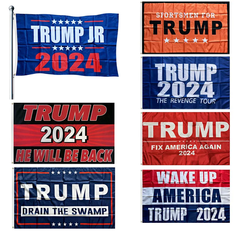 Trump 2024 kommer att vara tillbaka Flagga Banderoller Presidentval Supportrar Flaggor Banner