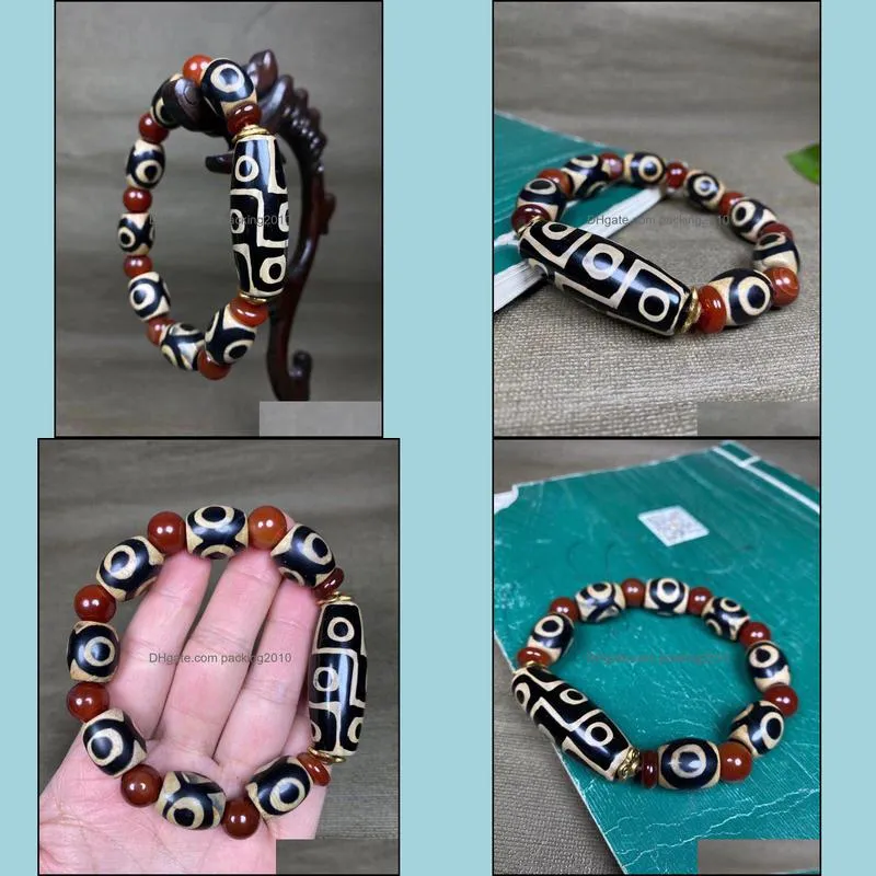 Factory Wholesale Agate Three-Eye Tibet Beads Bracelet Mens Tibet Beads Agate Bracelet Wholesale Live Supply