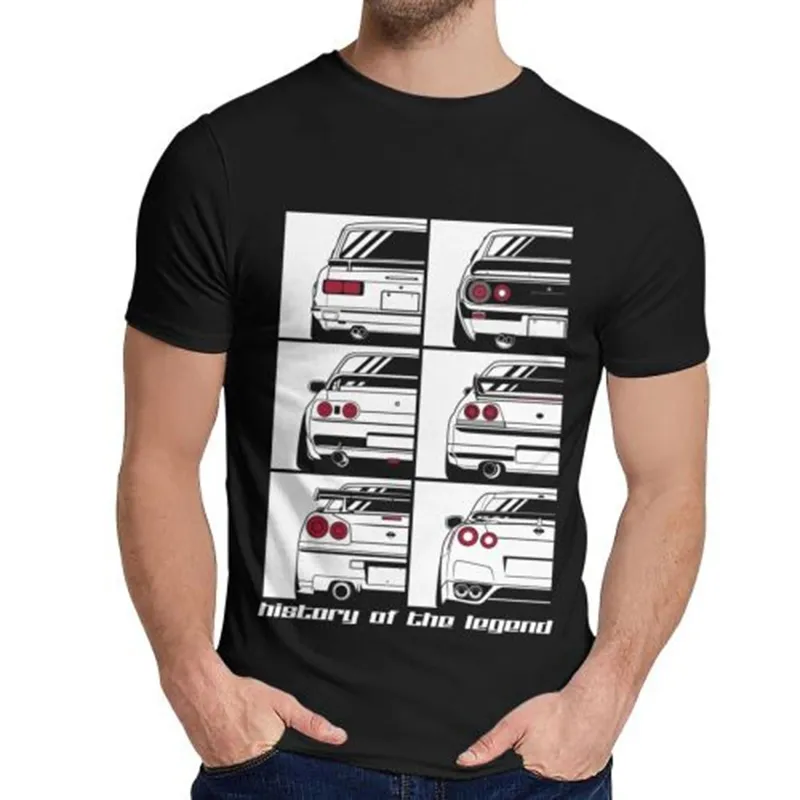 Novedad Hombres Skyline Impresión gráfica Camiseta O-cuello Ocio Algodón GTR Coche Camisetas Y200104