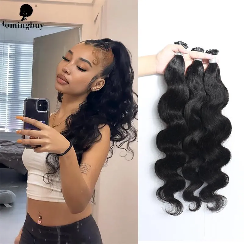 Ludzkie włosy Bulks Body Wave Microlink Extensions I Wskazówka Brazylijski Remy na czarny